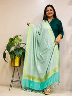 Blue Banarasi Handloom Pure Moonga Silk Brush Dye Dupatta