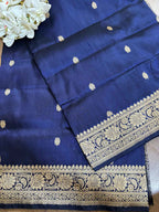 Blue Banarasi Handloom Pure Katan Silk Dupatta - Luxurion World