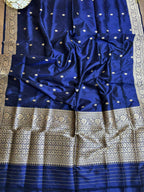 Blue Banarasi Handloom Pure Katan Silk Dupatta - Luxurion World