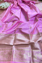 Pink Banarasi Handloom Pure Katan Silk Dupatta - Luxurion World