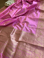 Pink Banarasi Handloom Pure Katan Silk Dupatta - Luxurion World