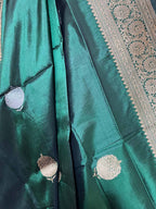 Green Banarasi Handloom Pure Katan Silk Dupatta - Luxurion World