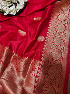 Red Banarasi Handloom Pure Katan Silk Dupatta - Luxurion World