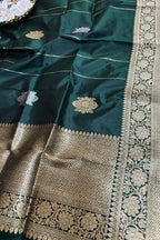 Green Banarasi Handloom Pure Katan Silk Dupatta - Luxurion World