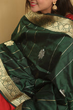 Green Banarasi Handloom Pure Katan Silk Dupatta - Luxurion World