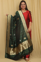 Green Banarasi Handloom Pure Katan Silk Dupatta - Luxurion World