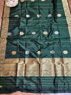 Green Banarasi Handloom Pure Katan Silk Dupatta - Luxurion World