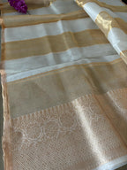 Dyeable Banarasi Handloom Organza Tissue Dupatta - Luxurion World- Crafted Heirlooms