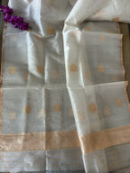 Dyeable Banarasi Handloom Pure Linen Kadwa Dupatta - Luxurion World- Crafted Heirlooms