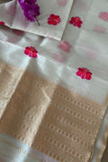 Dyeable Banarasi Handloom Pure Kora Organza Meenakari Dupatta - Luxurion World- Crafted Heirlooms
