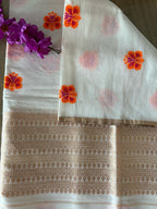 Dyeable Banarasi Handloom Linen Meenakari Dupatta - Luxurion World- Crafted Heirlooms