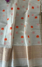 Dyeable Banarasi Handloom Linen Meenakari Dupatta - Luxurion World- Crafted Heirlooms