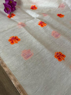 Dyeable Banarasi Handloom Linen Meenakari Dupatta - Luxurion World- Crafted Heirlooms