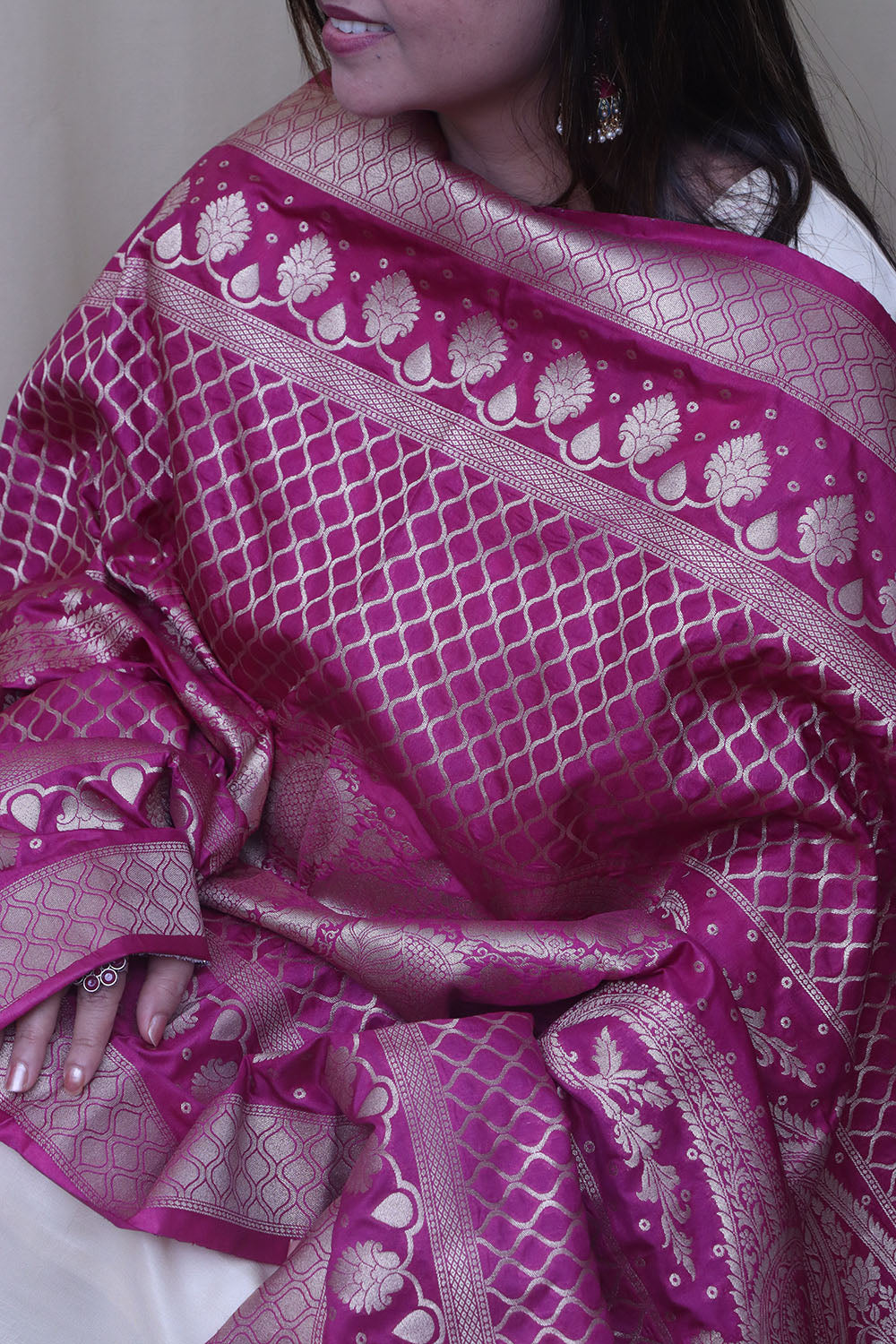Exquisite Purple Banarasi Silk Dupatta - Luxurion World