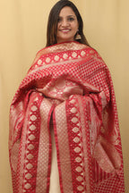 Elegant Red Banarasi Silk Dupatta - Luxurion World