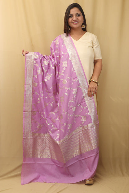 Royal Purple Banarasi Silk Dupatta - Elegant and Luxurious - Luxurion World