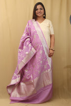 Royal Purple Banarasi Silk Dupatta - Elegant and Luxurious - Luxurion World