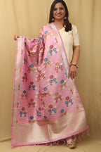 Elegant Pink Banarasi Silk Dupatta - Luxurion World
