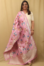 Elegant Pink Banarasi Silk Dupatta - Luxurion World