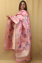 Elegant Pink Banarasi Silk Dupatta - Luxurion World