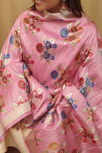 Elegant Pink Banarasi Silk Dupatta - Luxurion World