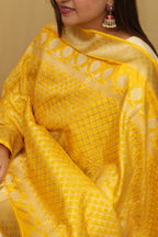 Golden Glow: Yellow Banarasi Silk Dupatta - Luxurion World