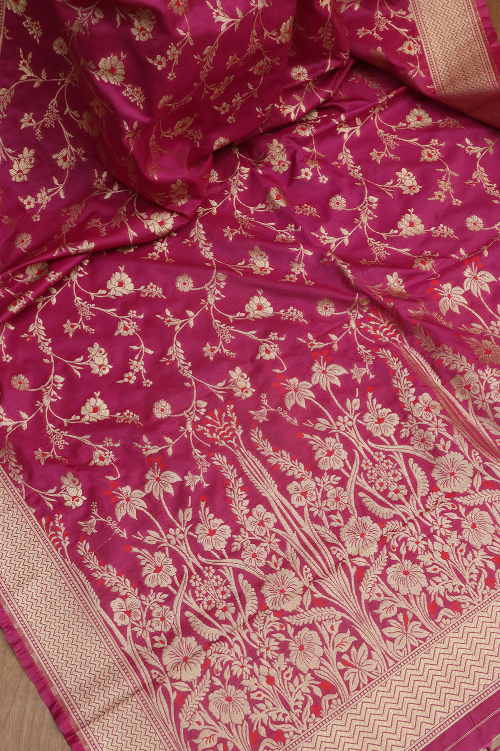 Elegant Pink Banarasi Silk Dupatta - Luxurion World