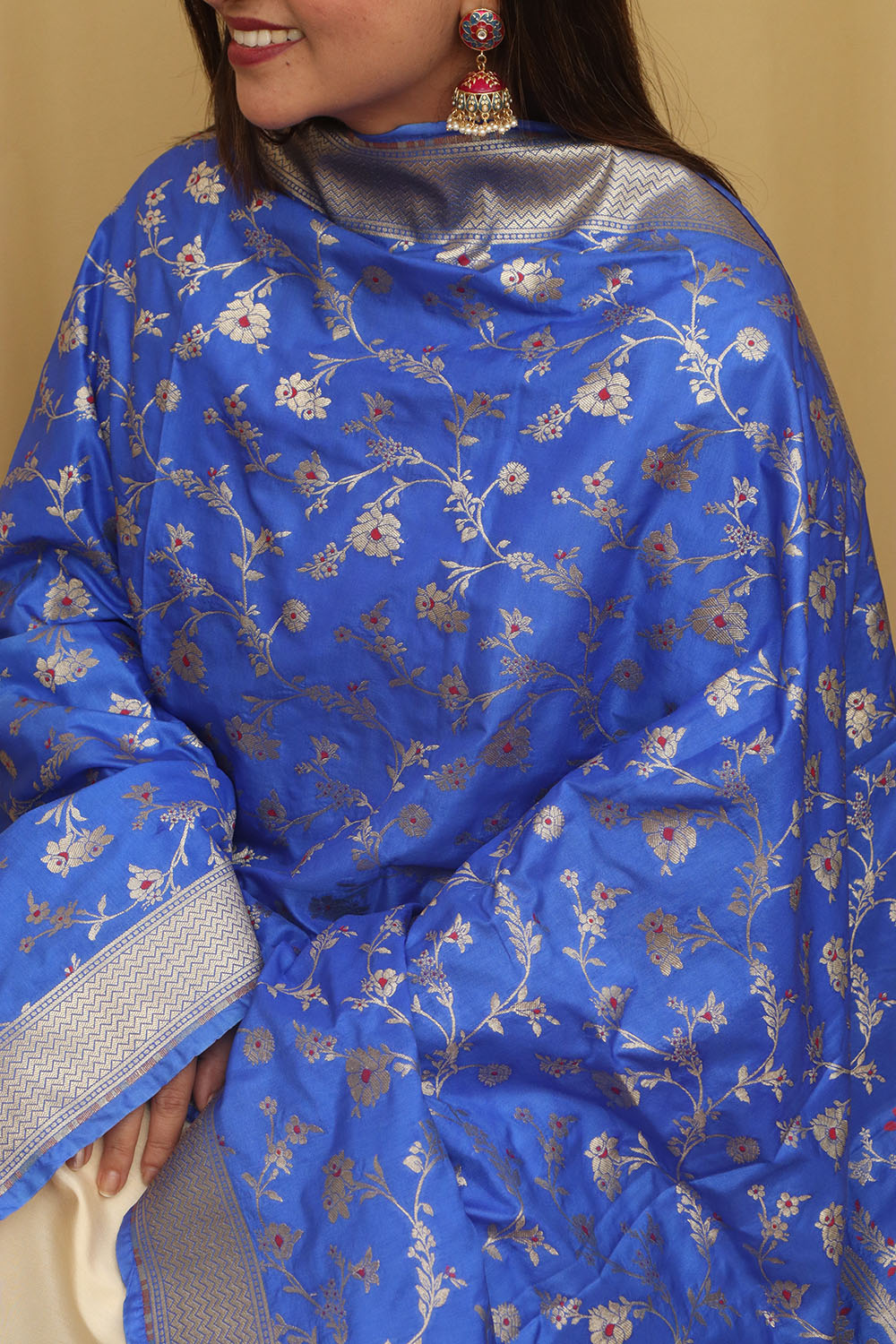 Elegant Blue Banarasi Silk Dupatta - Luxurion World