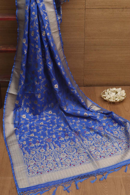 Elegant Blue Banarasi Silk Dupatta - Luxurion World