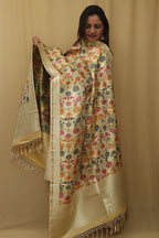 Exquisite Pastel Banarasi Kimkhwab Design Silk Dupatta - Elegant and Luxurious - Luxurion World