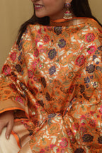 Vibrant Orange Banarasi Kimkhwab Design Silk Dupatta - Elegant and Luxurious - Luxurion World