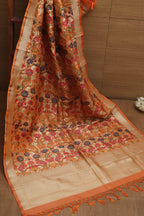 Vibrant Orange Banarasi Kimkhwab Design Silk Dupatta - Elegant and Luxurious - Luxurion World