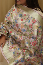 Opulent Pink Banarasi Kimkhwab Design Silk Dupatta - Elegant and Luxurious - Luxurion World