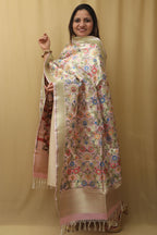 Opulent Pink Banarasi Kimkhwab Design Silk Dupatta - Elegant and Luxurious - Luxurion World