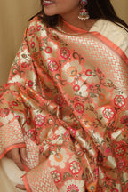 Orange Banarasi Kimkhwab Design Silk Dupatta - Elegant and Luxurious - Luxurion World