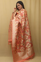 Orange Banarasi Kimkhwab Design Silk Dupatta - Elegant and Luxurious - Luxurion World
