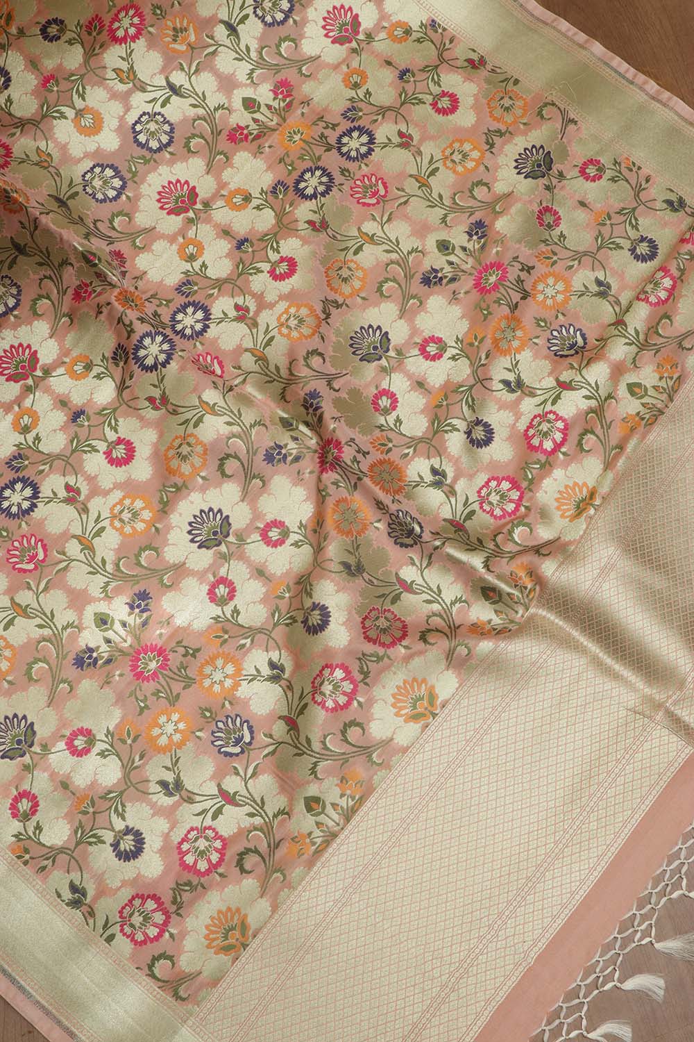 Pink Banarasi Kimkhwab Design Silk Dupatta - Elegant and Luxurious - Luxurion World