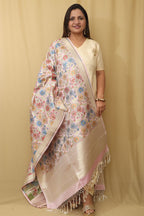 Opulent Pink Banarasi Kimkhwab Design Silk Dupatta - Elegant and Luxurious - Luxurion World