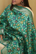 Exquisite Green Banarasi Kimkhwab Design Silk Dupatta - Elegant and Luxurious - Luxurion World
