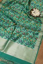 Exquisite Green Banarasi Kimkhwab Design Silk Dupatta - Elegant and Luxurious - Luxurion World