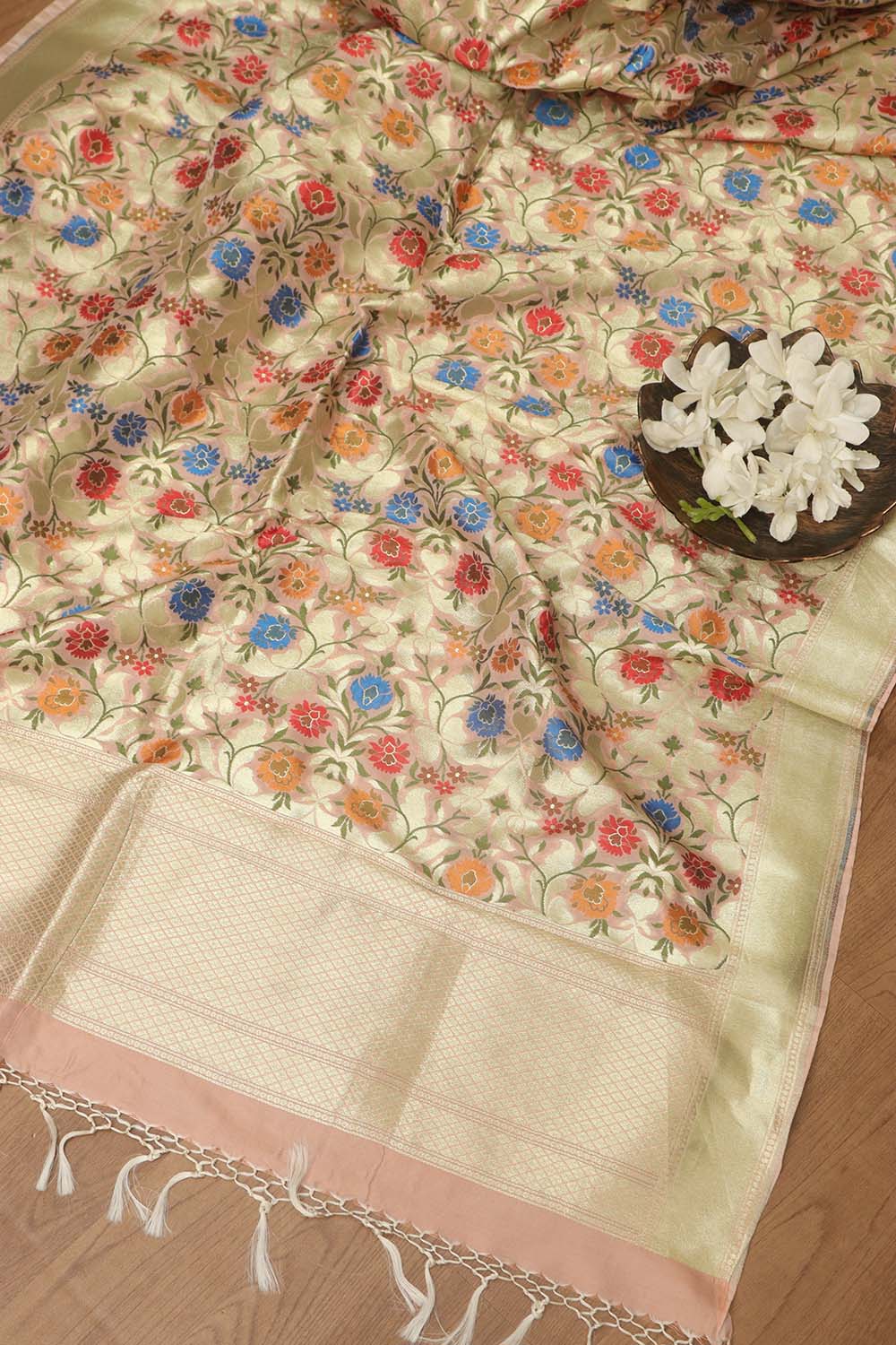 Pink Banarasi Kimkhwab Design Silk Dupatta - Elegant and Luxurious - Luxurion World