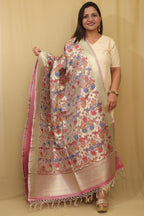 Opulent Pink Banarasi Kimkhwab Design Silk Dupatta - Elegant and Luxurious - Luxurion World