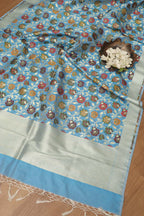 Exquisite Blue Banarasi Kimkhwab Design Silk Dupatta - Elegant and Luxurious - Luxurion World