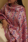 Opulent Pink Banarasi Kimkhwab Design Silk Dupatta - Elegant and Luxurious - Luxurion World