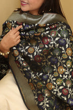 Opulent Black Banarasi Silk Dupatta - Luxe and Chic - Luxurion World