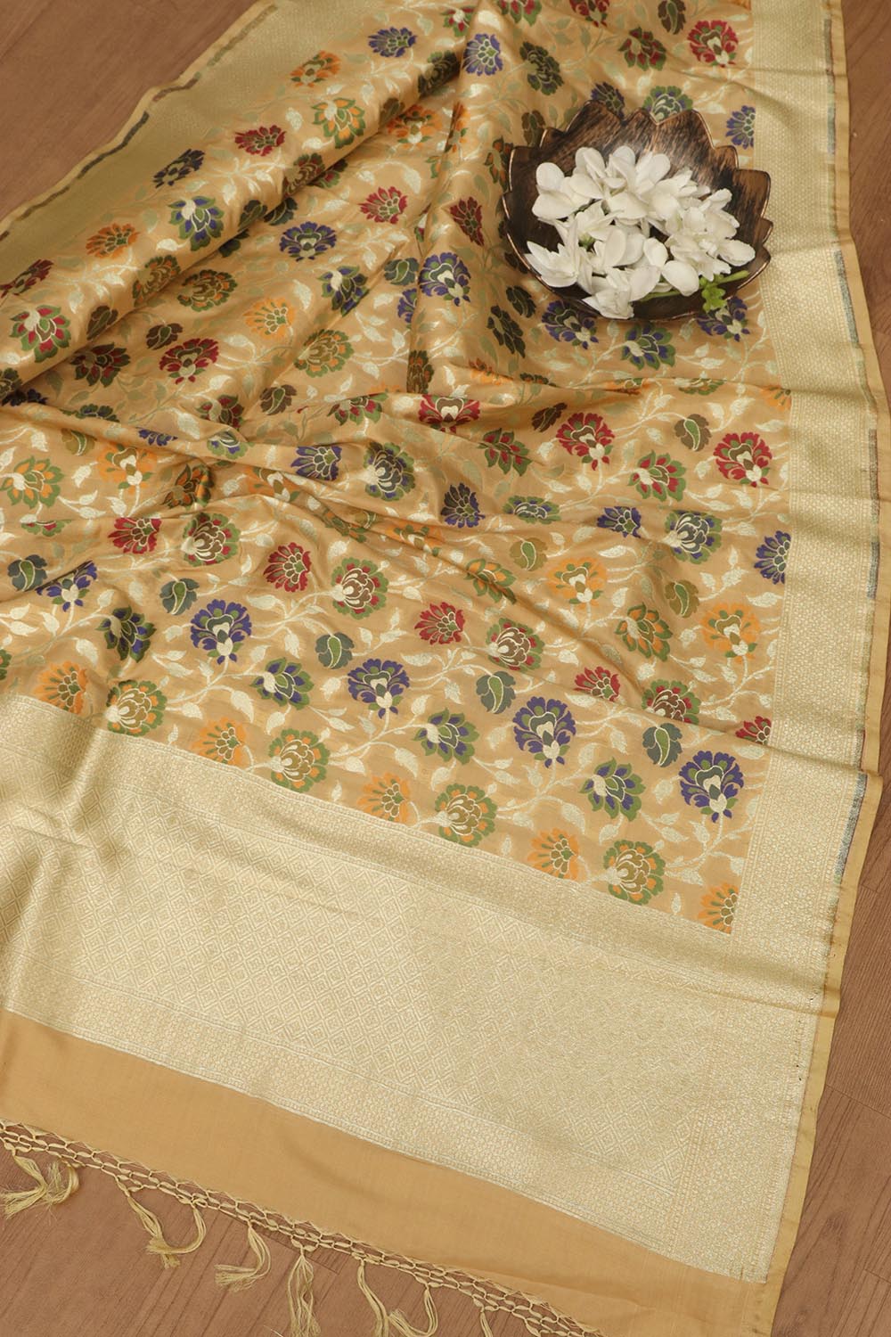 Exquisite Yellow Banarasi Kimkhwab Design Silk Dupatta - Elegant and Luxurious - Luxurion World