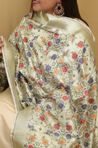 Exquisite Pastel Banarasi Kimkhwab Design Silk Dupatta - Elegant and Luxurious - Luxurion World