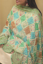 Exquisite Green Banarasi Handloom Pure Georgette Brush Dye Dupatta - Luxurion World