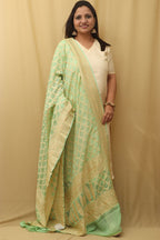 Exquisite Green Banarasi Handloom Pure Georgette Dupatta - Luxurion World