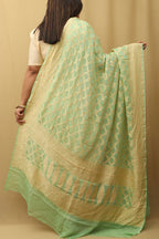 Exquisite Green Banarasi Handloom Pure Georgette Dupatta - Luxurion World